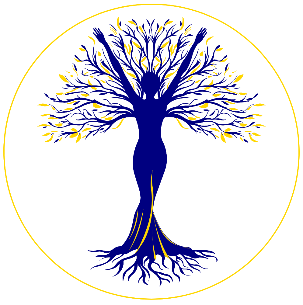 Femme et arbre de vie fusionnés dans le logo de Le La'Beau 241 : symboles de connexion, croissance personnelle, individualité et sérénité